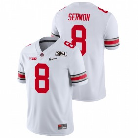 Men's Ohio State Buckeyes Trey Sermon White 2021 National Championship Jersey