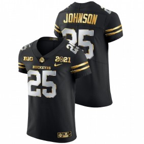 Men's Ohio State Buckeyes Xavier Johnson Black 2021 National Championship Golden Edition Jersey