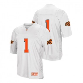 Male Oklahoma State Cowboys and Cowgirls 2018 #1 White College Football Colosseum Jersey