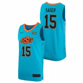 Men's OKLAHOMA STATE COWBOYS Carson Sager 2021 Turquoise Basketball Alternate Replica Jersey