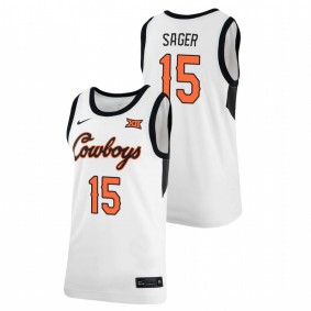 Men's OKLAHOMA STATE COWBOYS 2021 #15 White Carson Sager Retro Replica Basketball Jersey