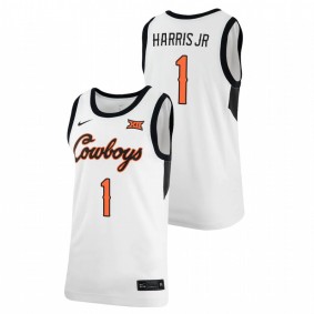 Men's OKLAHOMA STATE COWBOYS 2021 #1 White Chris Harris Jr. Retro Replica Basketball Jersey