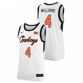 Men's OKLAHOMA STATE COWBOYS 2021 #4 White Donovan Williams Retro Replica Basketball Jersey