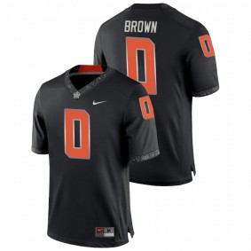 Men's Oklahoma State Cowboys LD Brown #0 Black College Football Game Jersey