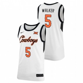 Men's OKLAHOMA STATE COWBOYS 2021 #5 White Rondel Walker Retro Replica Basketball Jersey