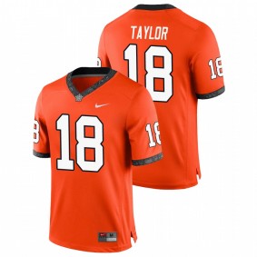 Men's Oklahoma State Cowboys Shaun Taylor #18 Orange College Football Game Jersey