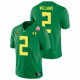 Men's Oregon Ducks Devon Williams Green 2021 Fiesta Bowl Game Jersey