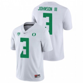 Men's Oregon Ducks Johnny Johnson III White Nike Game College Football Jersey