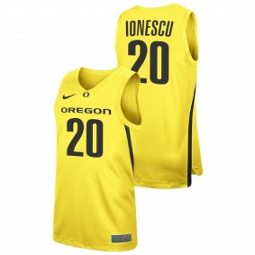 Men's Oregon Ducks #20 Yellow Sabrina Ionescu College Basketball Replica Jersey