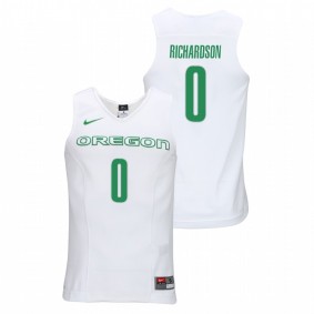 Men's Oregon Ducks College Basketball #0 White Will Richardson Elite Authentic Performance Jersey