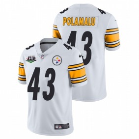 Men's Pittsburgh Steelers Troy Polamalu White Super Bowl XLIII Patch Vapor Limited Retired Player Jersey