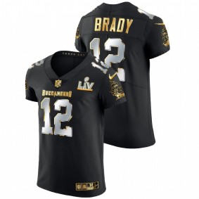 Men's Tampa Bay Buccaneers Tom Brady Black Super Bowl LV Golden Elite Jersey