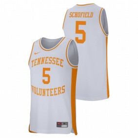 Men's Tennessee Volunteers College Basketball #5 White Admiral Schofield Retro Performance Jersey