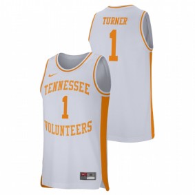 Men's Tennessee Volunteers College Basketball #1 White Lamonte Turner Retro Performance Jersey