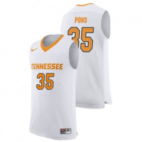 Male Tennessee Volunteers College Basketball #35 White Yves Pons Replica Jersey