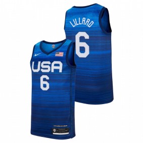 USA Team Damian Lillard Navy 2021 Tokyo Olympics Player Jersey