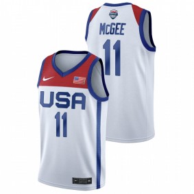 Men's USA Team #11 White JaVale McGee 2021 Tokyo Olympics Jersey