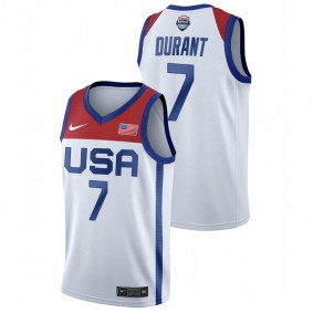 USA Team Kevin Durant White 2021 Tokyo Olympics Jersey