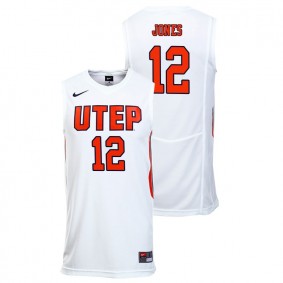 Male UTEP Miners College Basketball #12 White Kelvin Jones Replica Jersey