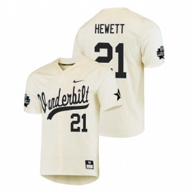 Men's Vanderbilt Commodores Cream Calvin Hewett Baseball College World Series Jersey