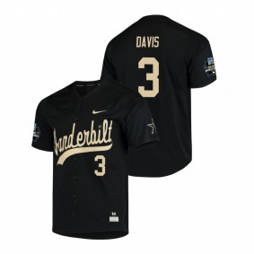 Men's Vanderbilt Commodores Black Cooper Davis Baseball College World Series Jersey