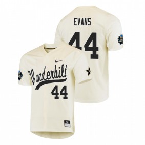 Men's Vanderbilt Commodores Cream Donye Evans Baseball College World Series Jersey