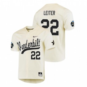 Men's Vanderbilt Commodores Cream Jack Leiter Baseball College World Series Jersey