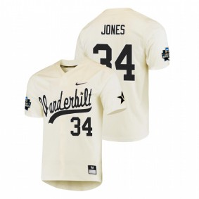 Men's Vanderbilt Commodores Cream Spencer Jones Baseball College World Series Jersey