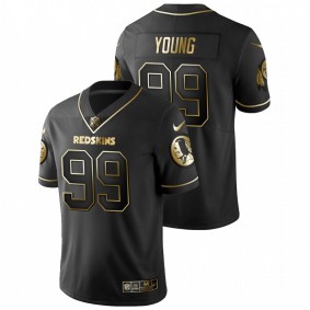 Men's Washington Redskins Chase Young Black Golden Edition Vapor Limited Jersey