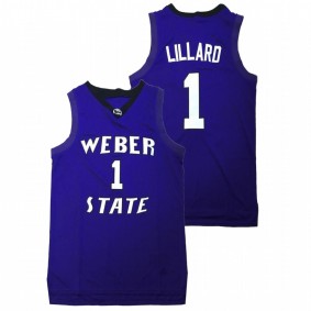 Men's Weber State Wildcats Damian Lillard Purple College Basketball Jersey