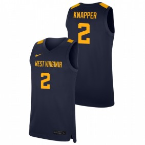 Men's West Virginia Mountaineers College Basketball #2 Navy Brandon Knapper Replica Jersey