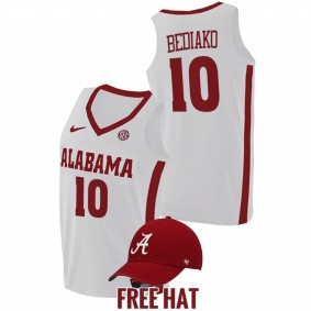 Alabama Crimson Tide Charles Bediako 2021-22 White College Basketball Free Hat Men Jersey