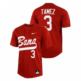 Dominic Tamez Alabama Crimson Tide #3 College Baseball Men Crimson Jersey Full-Button