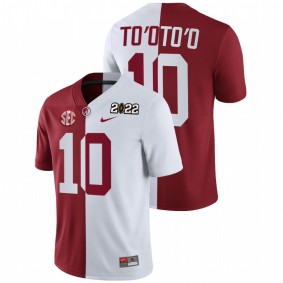 Henry To'oTo'o Alabama Crimson Tide 2022 National Championship Crimson White Split Edition #10 Jersey