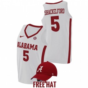 Alabama Crimson Tide Jaden Shackelford 2021-22 White College Basketball Free Hat Men Jersey