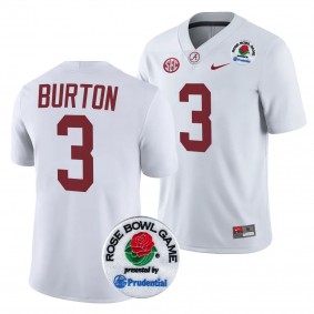 Jermaine Burton 2024 Rose Bowl Alabama Crimson Tide #3 Jersey White Men's College Football Playoff Shirt