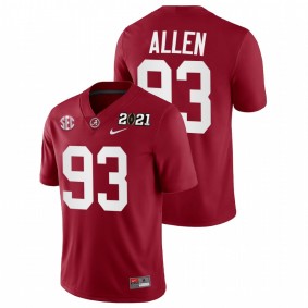 Men Alabama Crimson Tide Jonathan Allen Crimson 2021 Rose Bowl Champions College Football Playoff Home Jersey