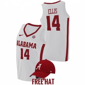 Alabama Crimson Tide Keon Ellis 2021-22 White College Basketball Free Hat Men Jersey