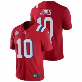 Mac Jones Alabama Crimson Tide X Patriots Split Edition Red Two-Tone #10 Jersey