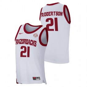 Men Arkansas Razorbacks Alvin Robertson White Home 2021 March Madness Jersey