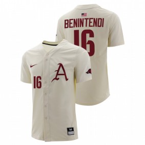 Andrew Benintendi Arkansas Razorbacks #16 College Baseball Men Natural Jersey Full-Button