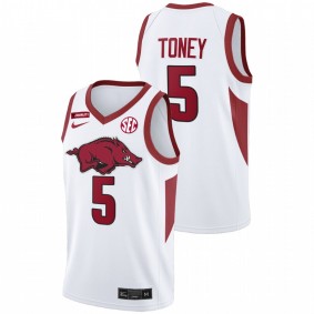 Arkansas Razorbacks Au'Diese Toney 2022 White College Basketball Equality Men Jersey