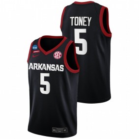 Au'Diese Toney #5 Black Arkansas Razorbacks Basketball 2022 NCAA March Madness Jersey