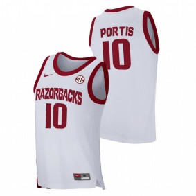 Men Arkansas Razorbacks Bobby Portis White Home 2021 March Madness Jersey