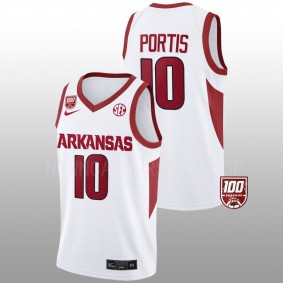 Arkansas Razorbacks Bobby Portis White 100 Season College Basketball Men Jersey