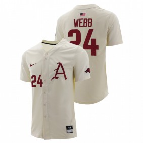 Braydon Webb Arkansas Razorbacks #24 College Baseball Men Natural Jersey Full-Button