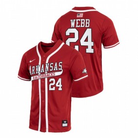 Braydon Webb Arkansas Razorbacks College Baseball Cardinal Throwback #24 Jersey