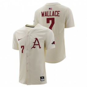 Cayden Wallace Arkansas Razorbacks #7 College Baseball Men Natural Jersey Full-Button