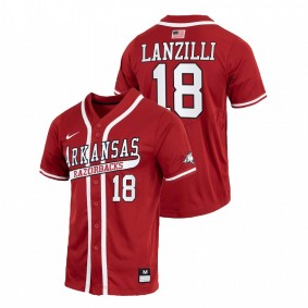 Chris Lanzilli Arkansas Razorbacks College Baseball Cardinal Throwback #18 Jersey