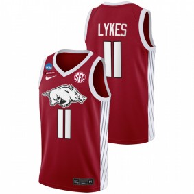 Arkansas Razorbacks Chris Lykes Red 2022 NCAA March Madness Elite 8 Men Jersey